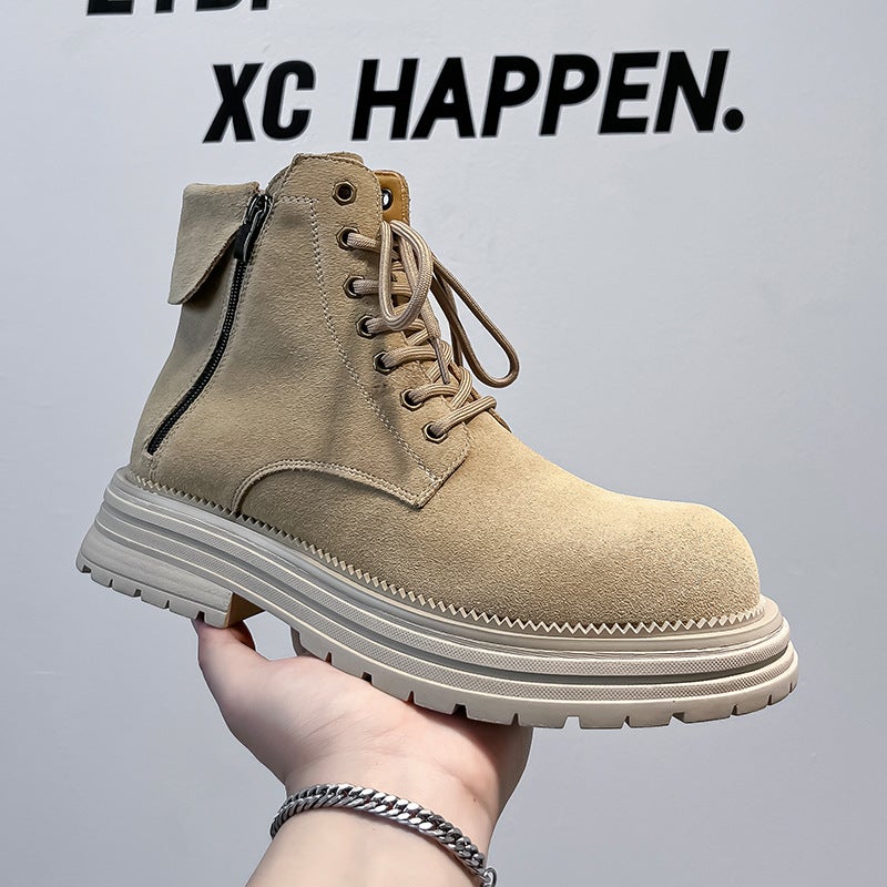 Fashion Explosions Leather Men'S High-Top British Big Head Fashion Joker Locomotive Tooling Rhubarb Boots 81589-A - Image 1